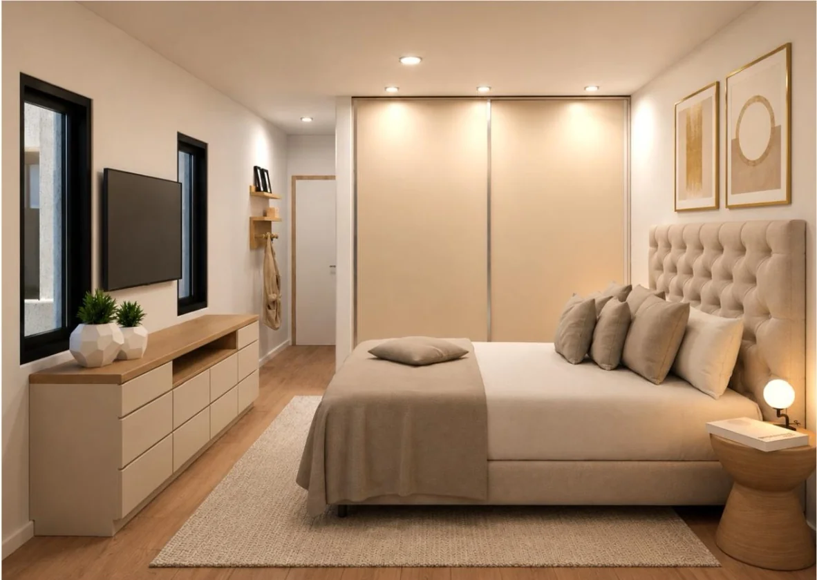 Render del dormitorio de Casa interna Dorrego