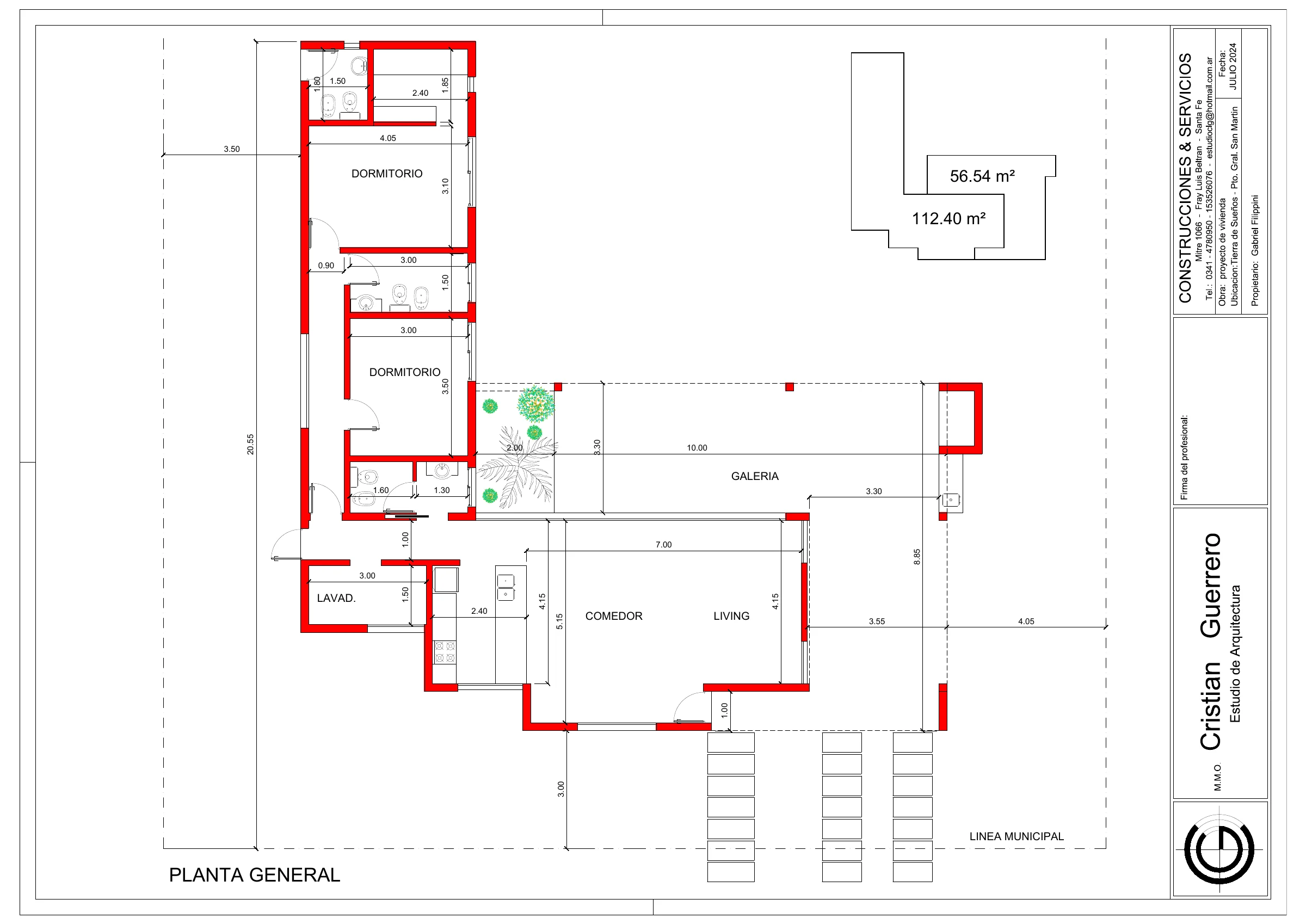 Plano general de la vivienda en Puerto San Martín